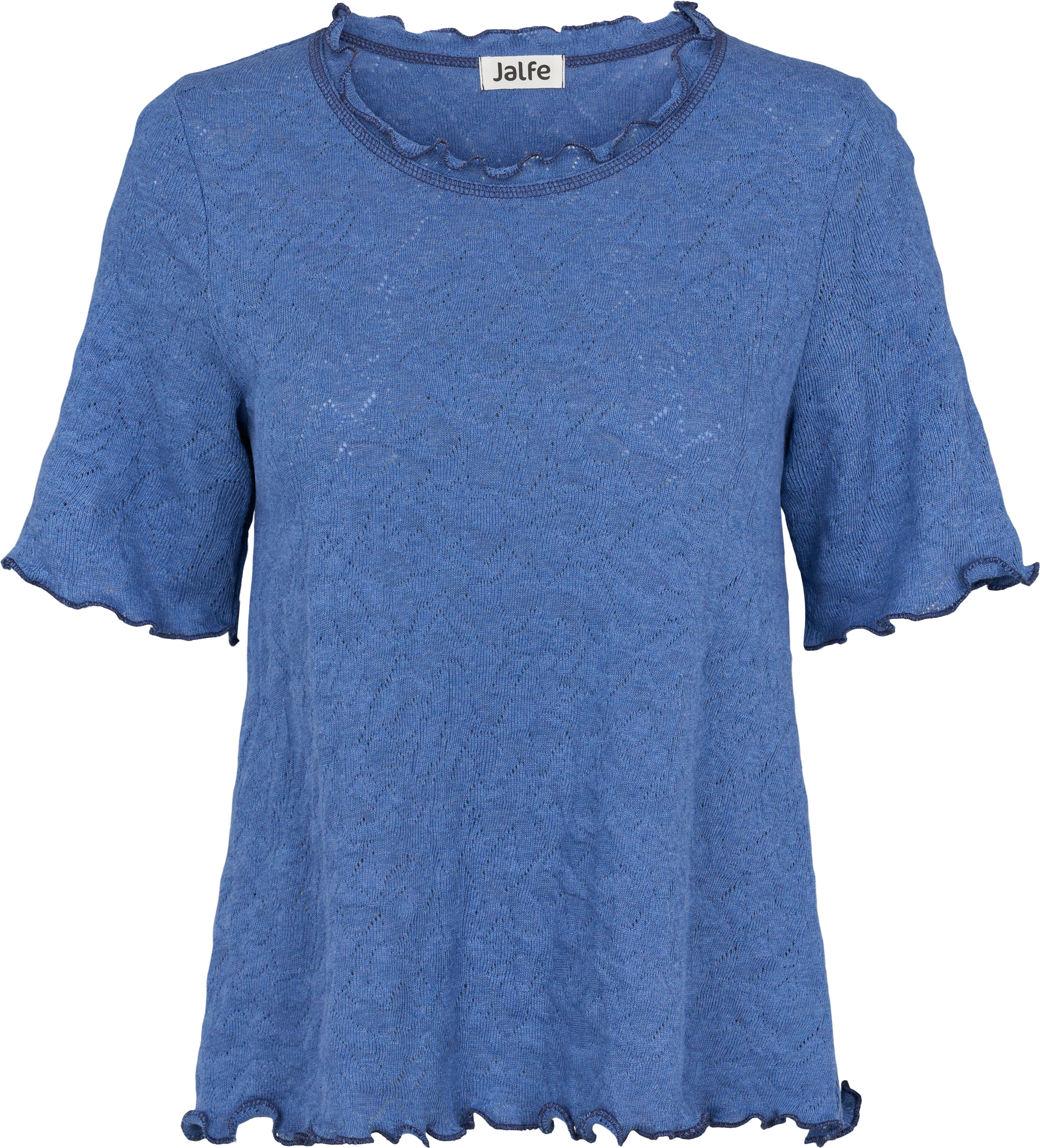 Frill shirt s/s jacquard organic cotton
